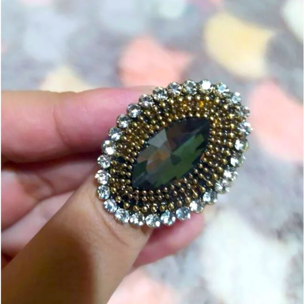 Vintage Sparkling Champagne Topaz & Crystal Rhinestone Statement Cocktai… - Picture 10 of 10